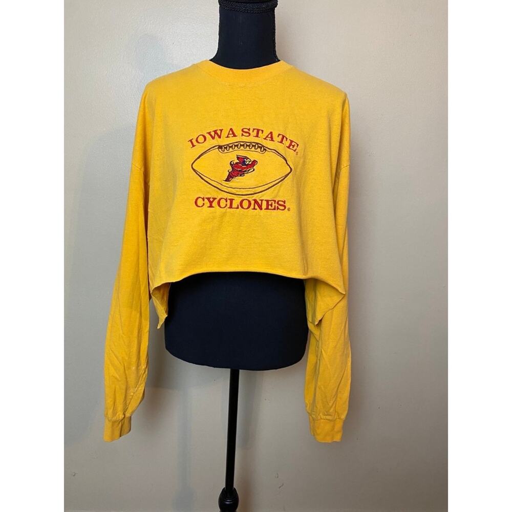 vintage iowa state cyclones crop top yellow long sleeve plus size xxl